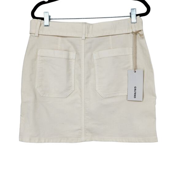GRLFRND Denim Belted Ariana Zipper Pockets Mini Skirt In Bond Off White Size 26 - Picture 6 of 6